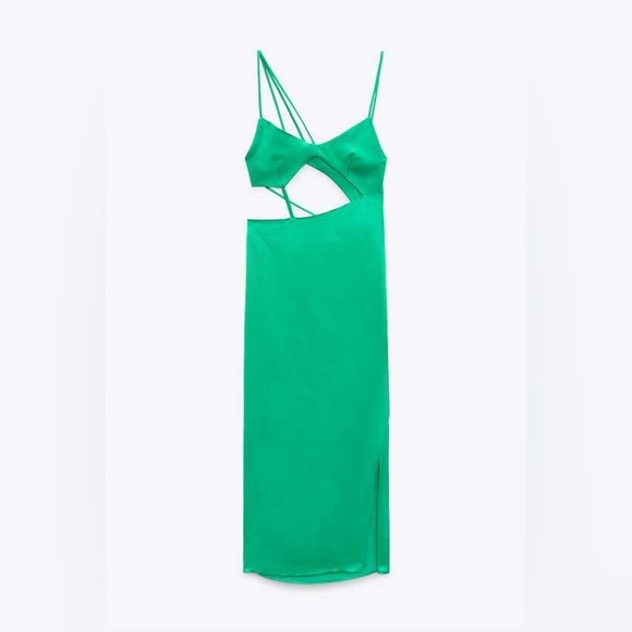 Zara | Dresses | Zara Asymmetrical Green Dress | Poshmark